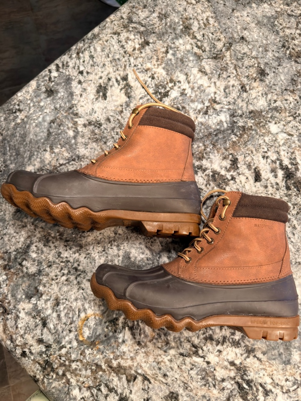 Sperry Two-Tone Brown and Dark Brown Duck Boots - Lace-Up - Picture 3 of 5